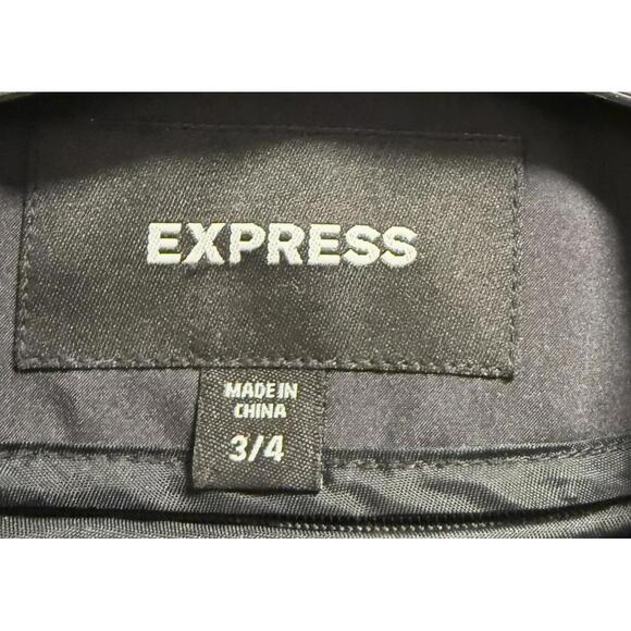 Express Black Belted Trench Coat Size 3/4 With Liner - Picture 2 of 5